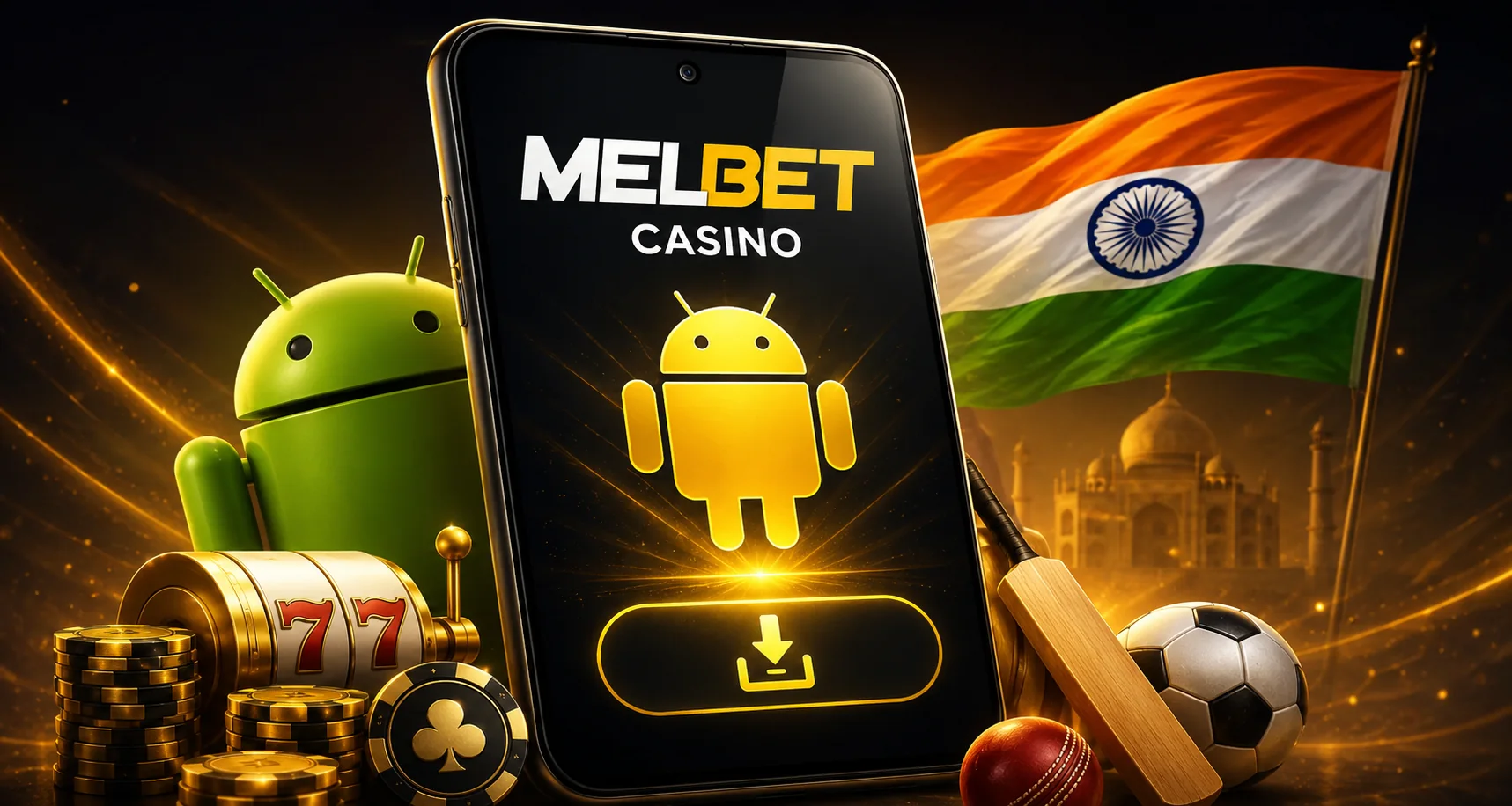 MelBet Android APK download and installation on a smartphone (India)