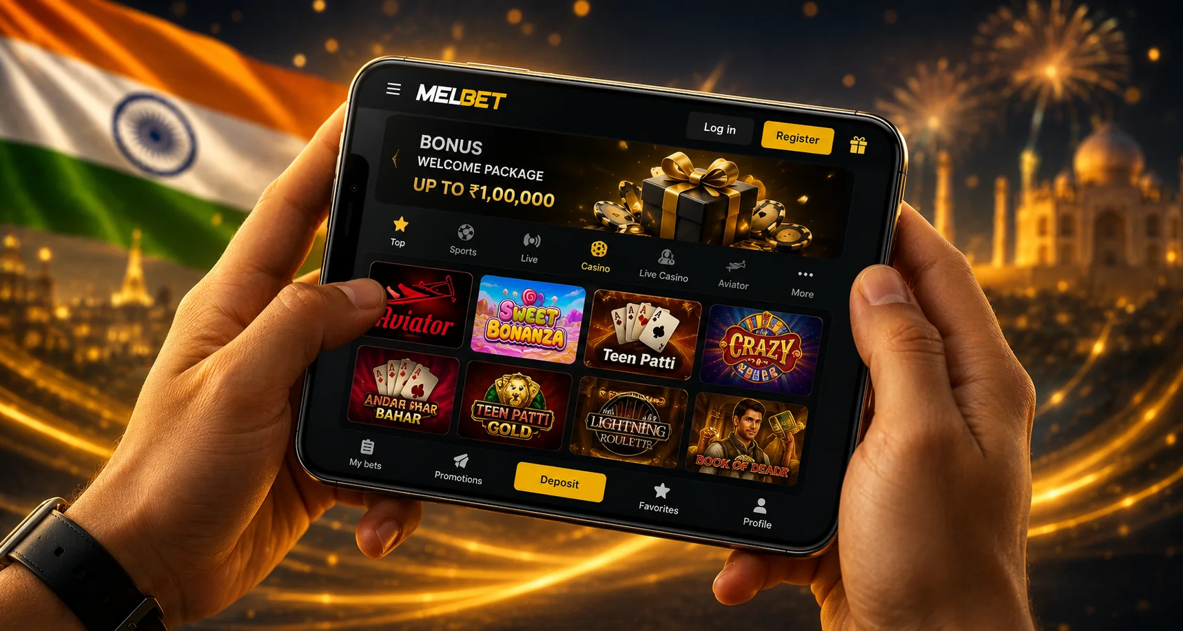 MelBet mobile app interface preview for users in India