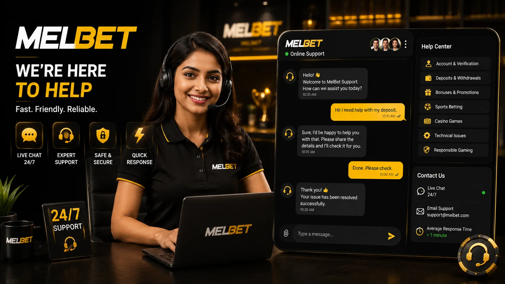 MelBet भारत ऑनलाइन सपोर्ट और सहायता विकल्प