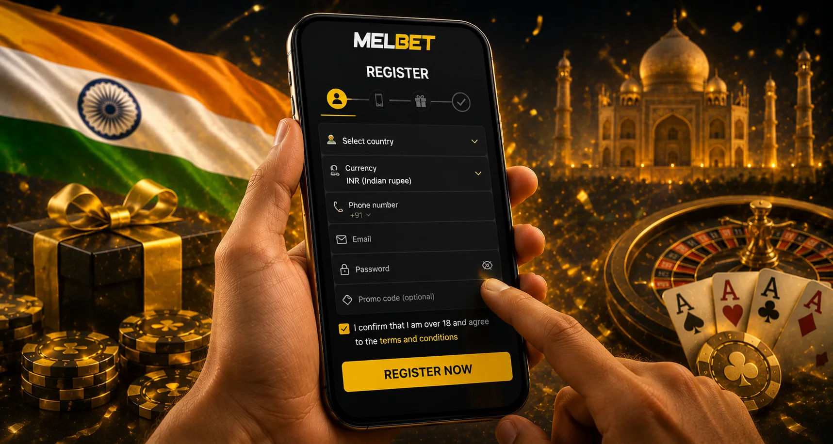 MelBet mobile registration steps in India